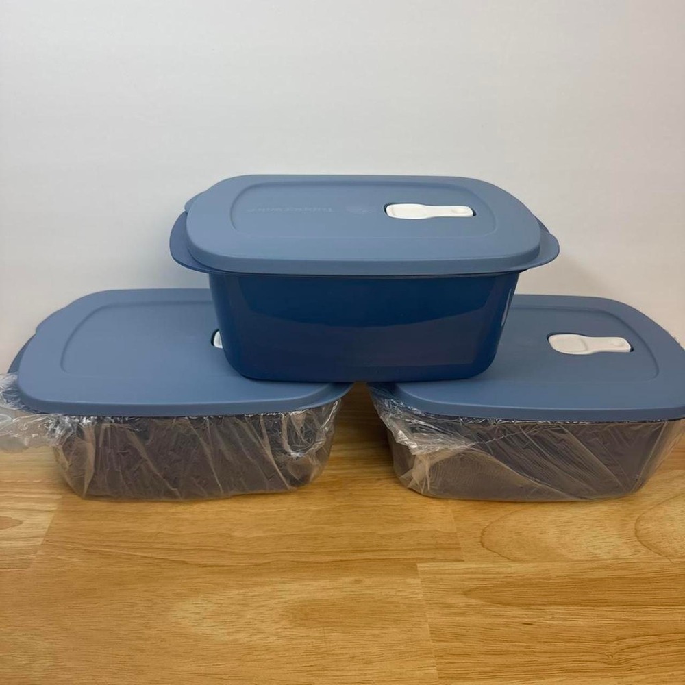 Tupperware CrystalWave Set of 3 Dark Blue 1.7L Microwave Containers